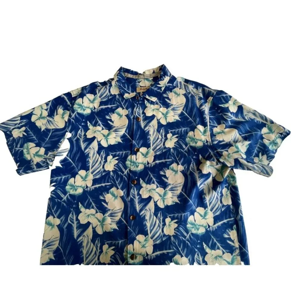 Tommy Bahama Adult Mens Hawaiian Shirt XL WHITE/BLUE COLOR EXCELLENT CONDITION